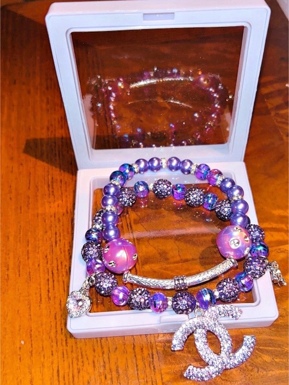 Beaded Statement Necklace in Purple & Blue